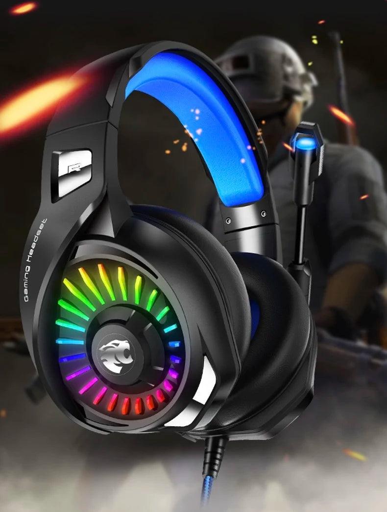 Fone De Ouvido Headset Gamer Luz Led RGB Compatível com Computador, Celular, Video Games