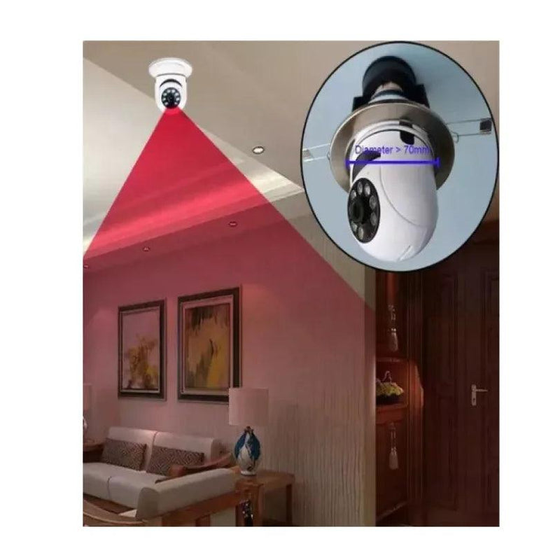 Camera Lâmpada Wifi Ip Segurança Panorâmica Giratória com Visão Noturna