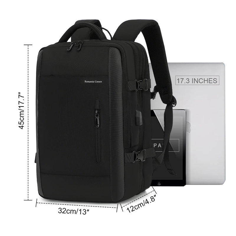 Mochila Masculina de Viagem Expansível USB Integrado
