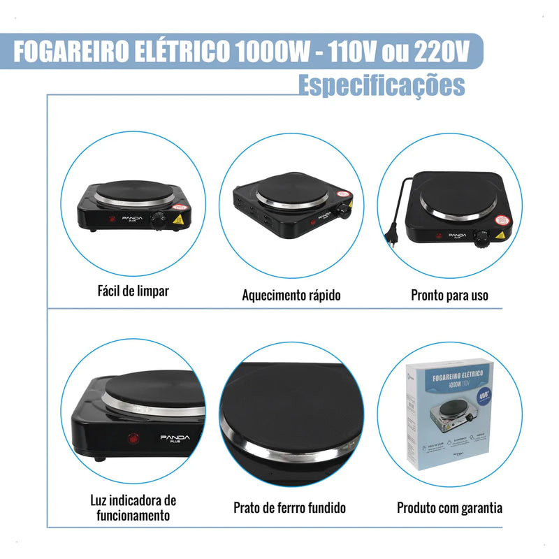 Fogão Elétrico de Mesa 1 prato Portátil