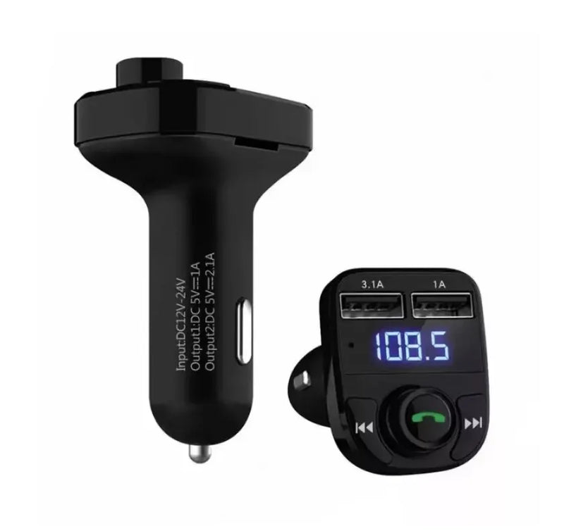 Carregador Duplo Usb Sem Fio Transmissor Fm Mp3
