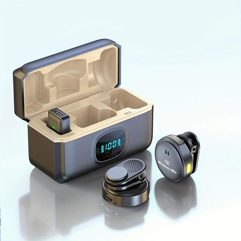 Microfone de lapela profissional sem fio com capa de carregamento