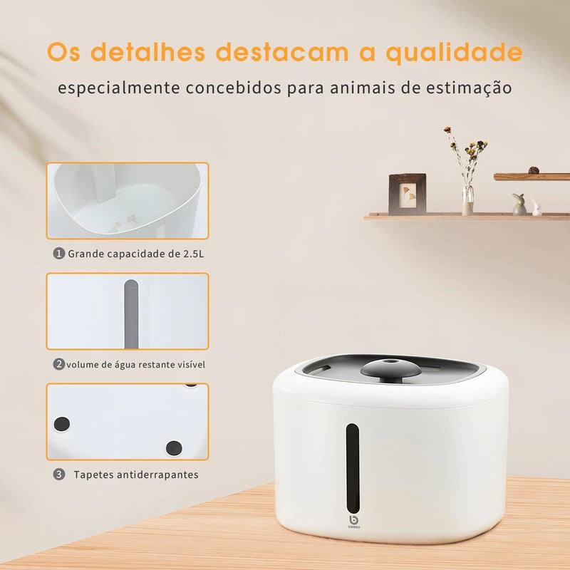 Bebedouro de Água Portátil Silencioso para Gatos e Cães -