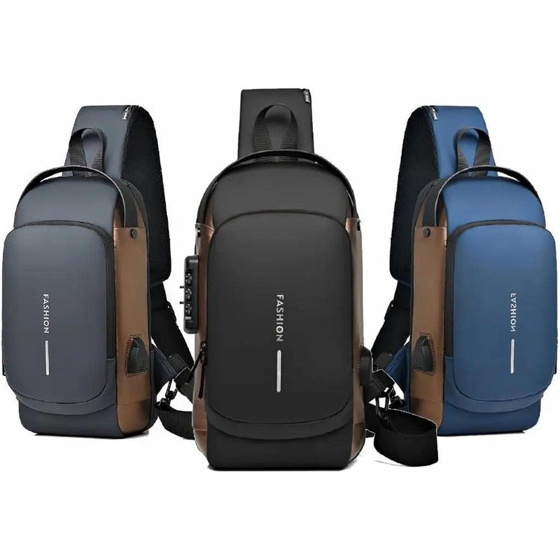 Mochila Masculina à Prova d'Água com Cadeado Anti-Roubo e USB