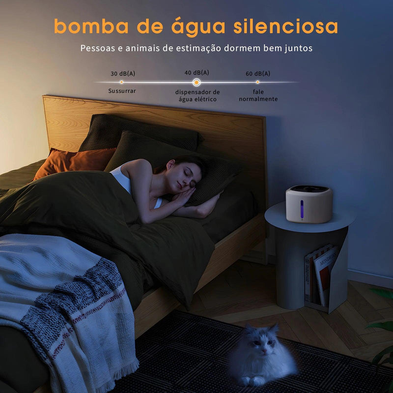 Bebedouro de Água Portátil Silencioso para Gatos e Cães -