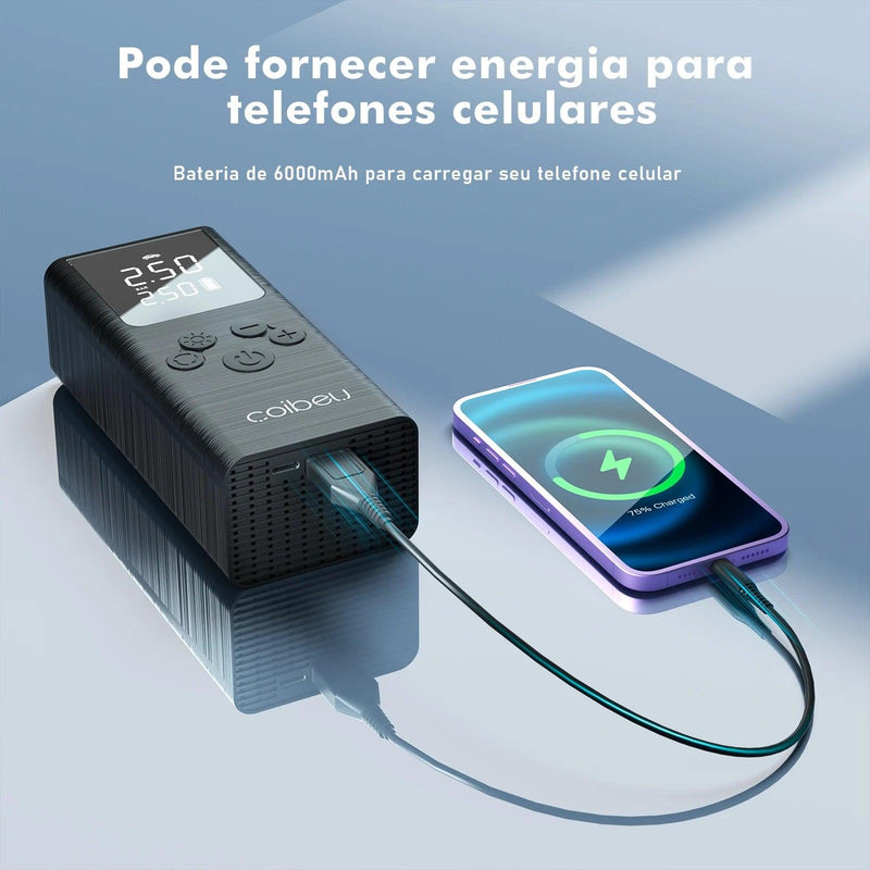 Mini Bomba Compressora de Ar sem fio Recarregável Portátil para carro