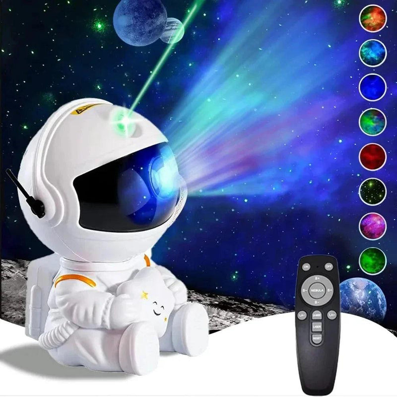Projetor de luz Galáxia Astronauta – Luz Noturna Estrelada com Controle e Temporizador para Quartos de Crianças e Adultos