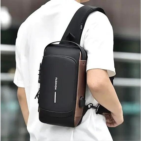 Mochila Masculina à Prova d'Água com Cadeado Anti-Roubo e USB