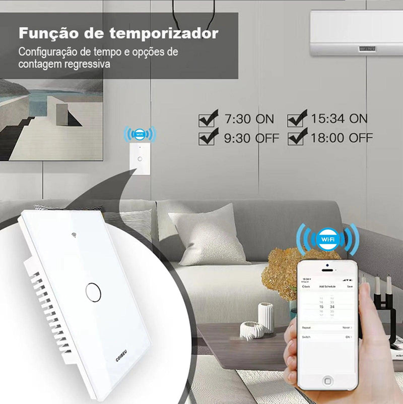 Interruptor Touch Compatível com Alexa Sem Fio