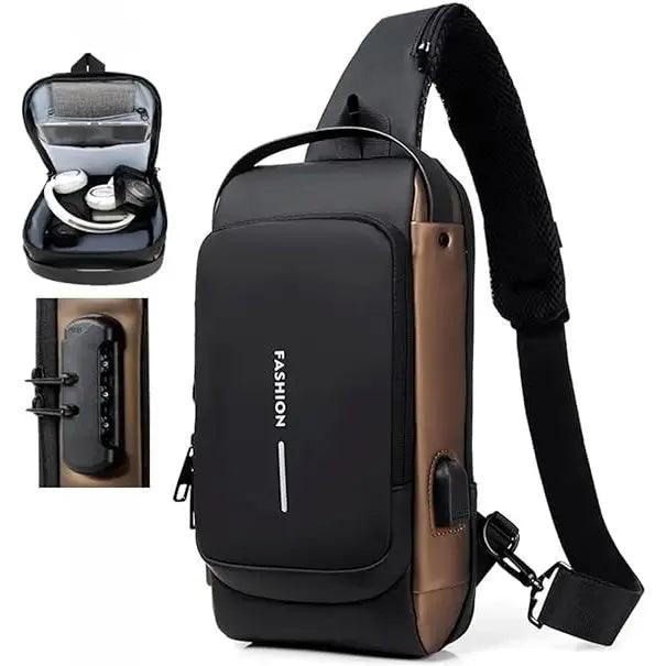 Mochila Masculina à Prova d'Água com Cadeado Anti-Roubo e USB