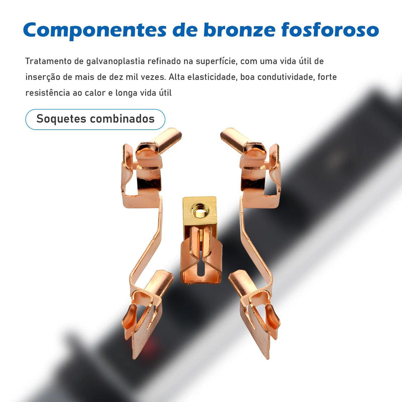 Torre de Tomadas Retrátil de Embutir – 3 Tomadas + USB e USB-C | Filtro de Linha para Bancada