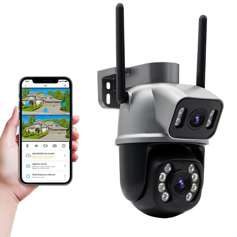 Câmera IP a Prova D'agua WiFi, Sem Fio HD 3MP, Visão Noturna Infravermelha