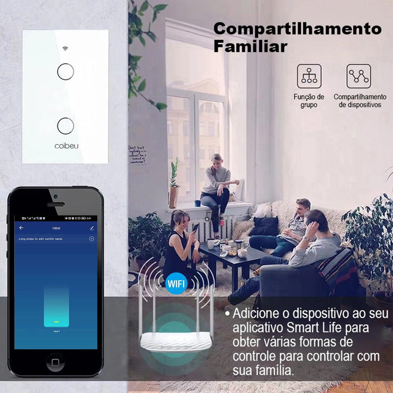 Interruptor Touch Compatível com Alexa Sem Fio