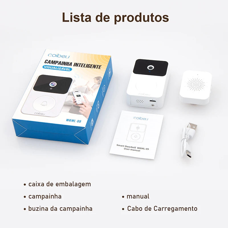 Interfone Inteligente com Camera e Audio Wifi- Visão Noturna e sem fio