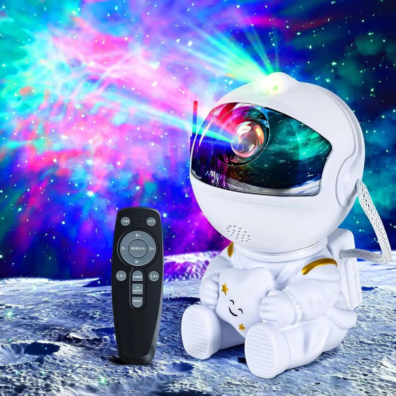 Projetor de luz Galáxia Astronauta – Luz Noturna Estrelada com Controle e Temporizador para Quartos de Crianças e Adultos