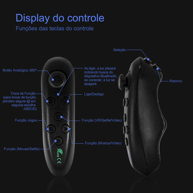 Óculos de Realidade Virtual com Fone de Ouvido e Controlador para Jogos e Filmes