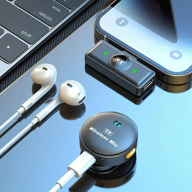 Microfone de lapela profissional sem fio com capa de carregamento