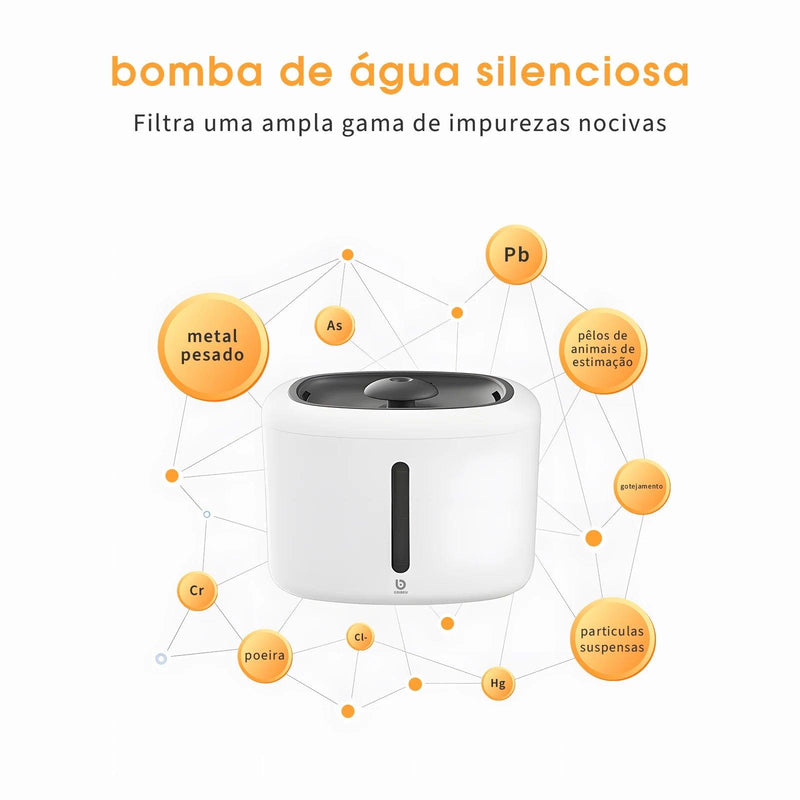 Bebedouro de Água Portátil Silencioso para Gatos e Cães -