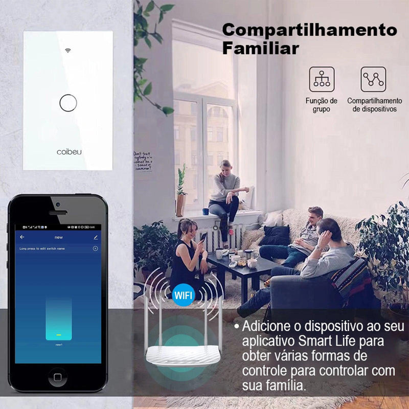 Interruptor Touch Compatível com Alexa Sem Fio
