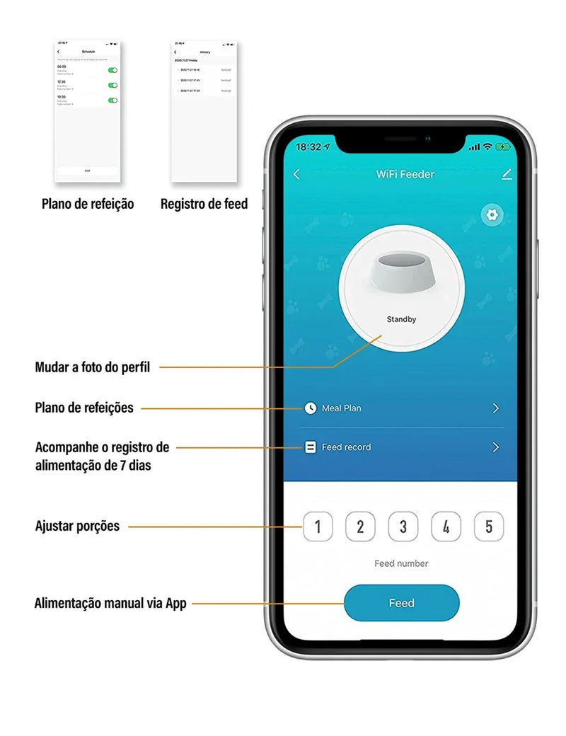 Alimentador de Ração para cães e gatos com WIFI