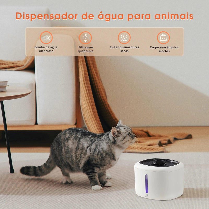 Bebedouro de Água Portátil Silencioso para Gatos e Cães -