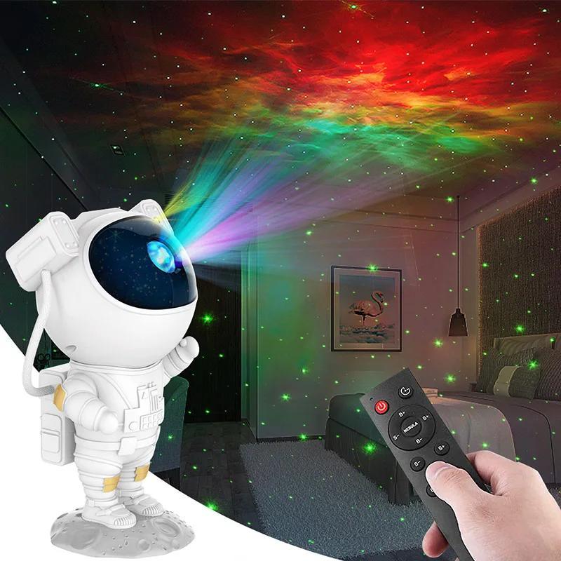Projetor de luz Galáxia Astronauta – Luz Noturna Estrelada com Controle e Temporizador para Quartos de Crianças e Adultos